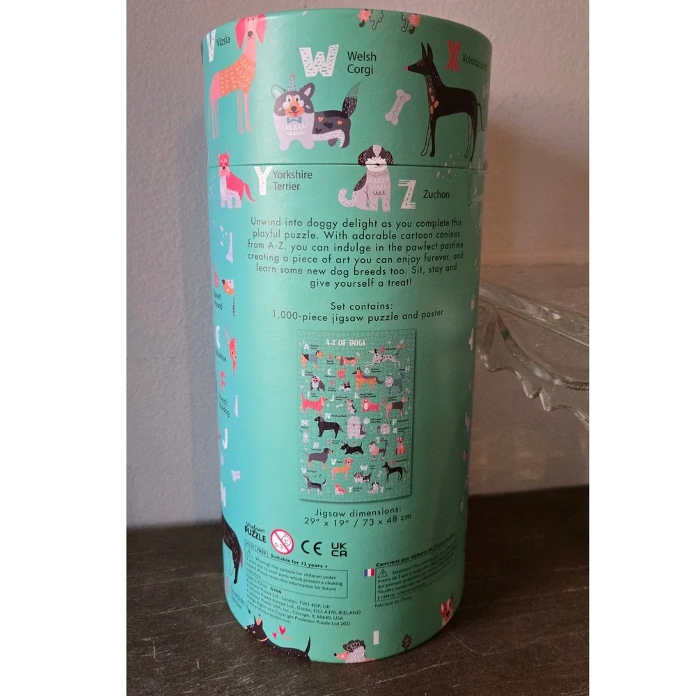 Professor Puzzle A-Z of Dogs 1000‎ Piece Jigsaw Puzzle and Poster